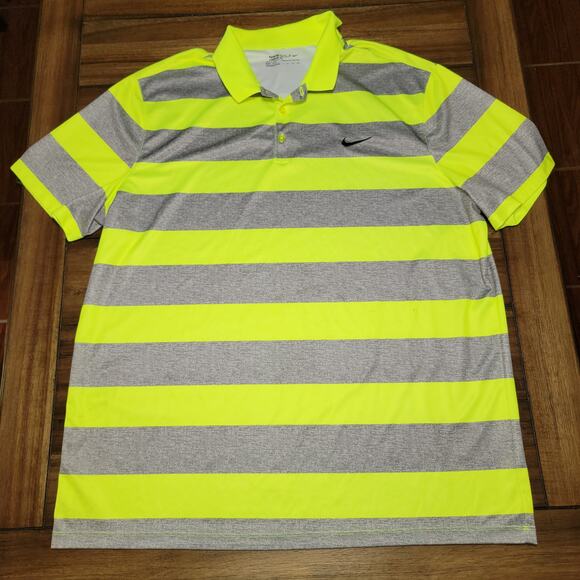 Nike Standard Fit Neon Yellow & Grey Golf Polo - Size XXL - Picture 1 of 5